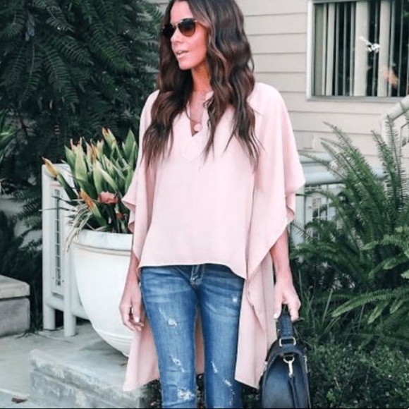 Pink Chic Low-High Kimono Top Private Label - Picture 1 of 4